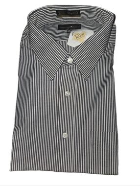 Cambridge Classics Men's Pinstripe Black & White Dress Shirt BNWT